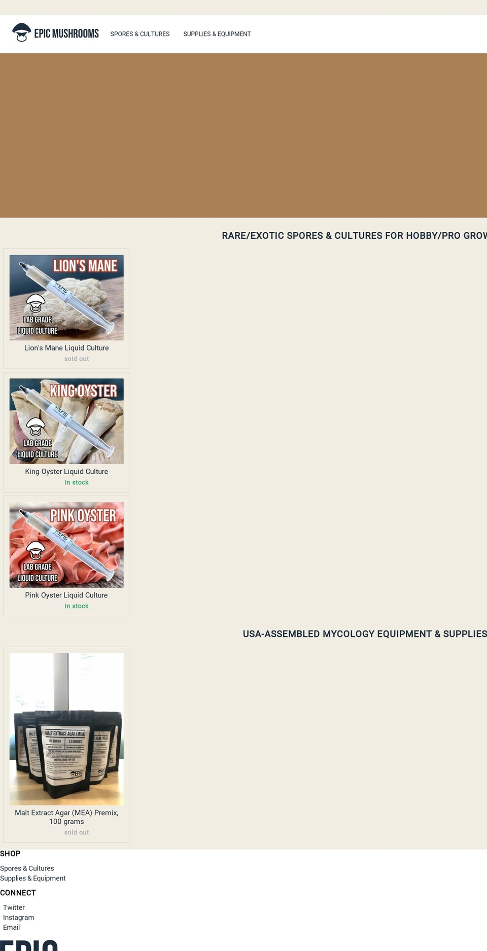 epicmushrooms.com shopify website screenshot