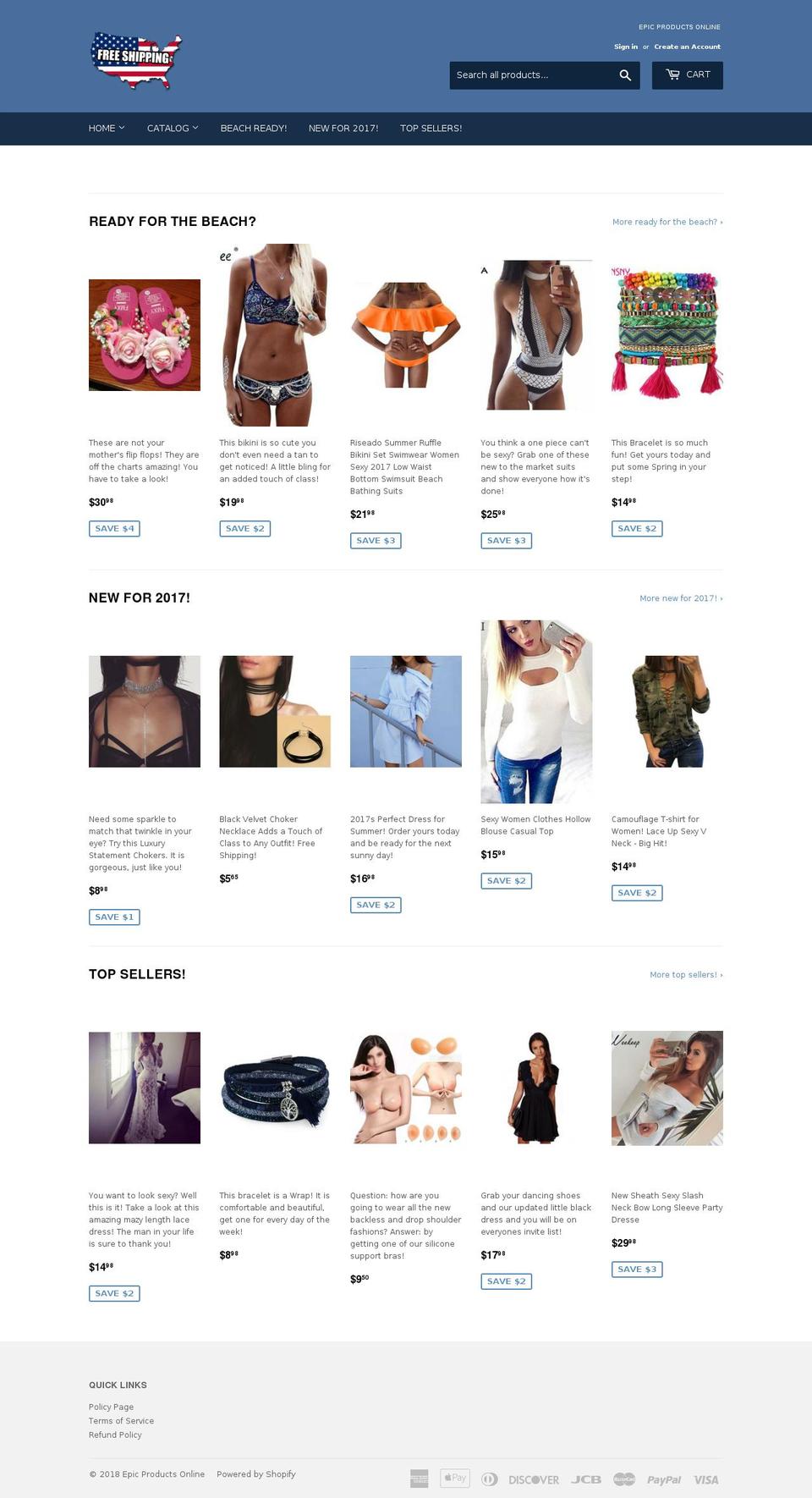 epicproductsonline.com — Shopify storefront screenshot