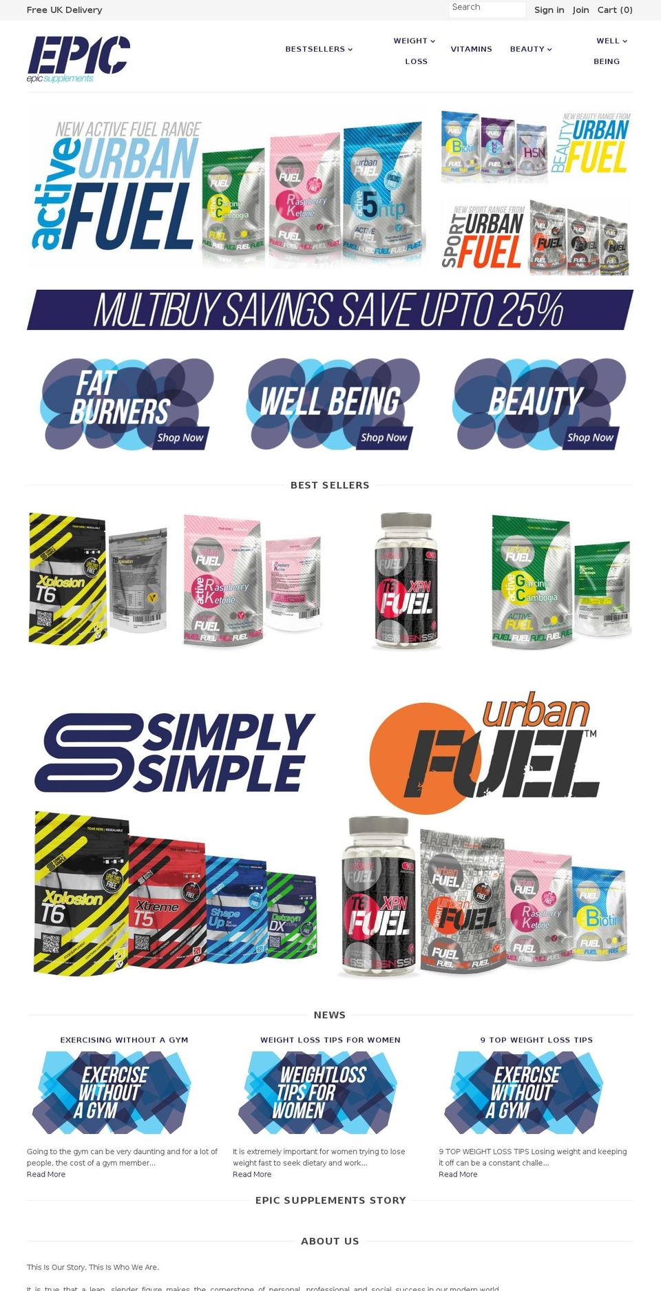epicsupplements.net shopify website screenshot
