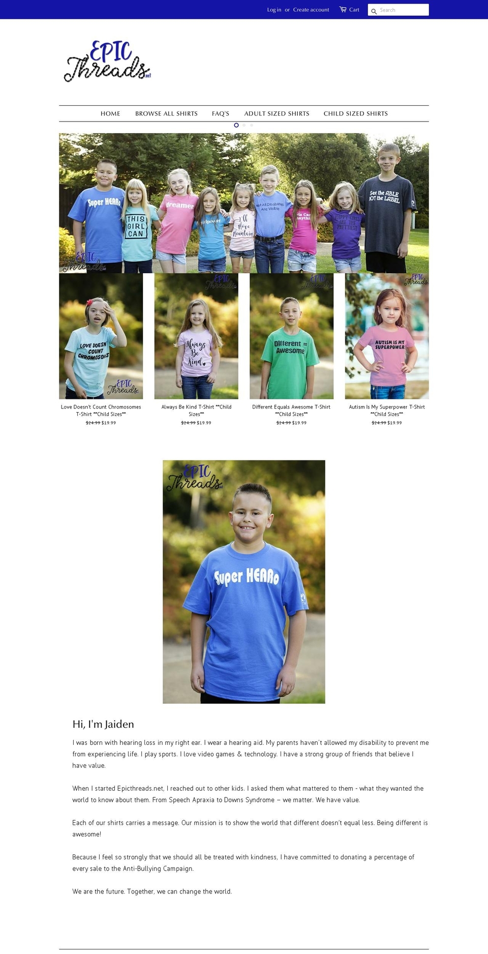 epicthreads.net shopify website screenshot
