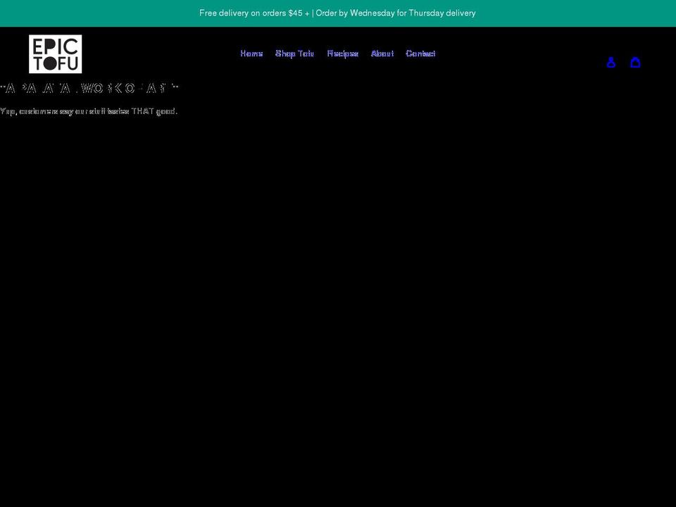 epictofu.com shopify website screenshot