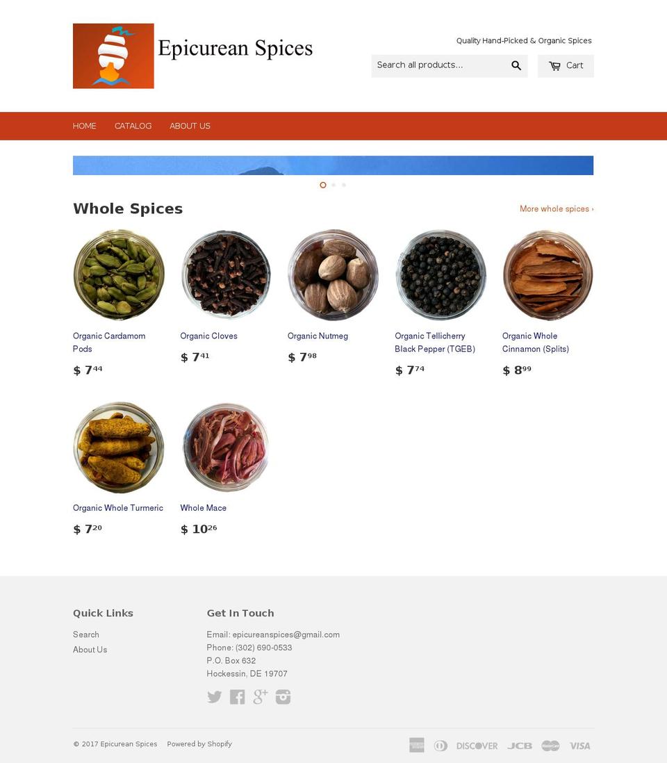epicureanspices.com shopify website screenshot