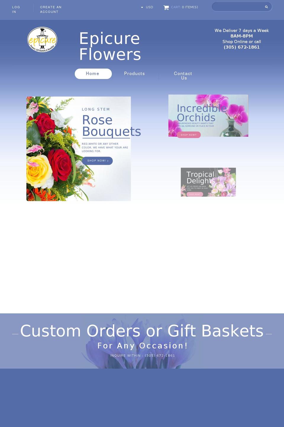 epicureflowers.com — Shopify storefront screenshot