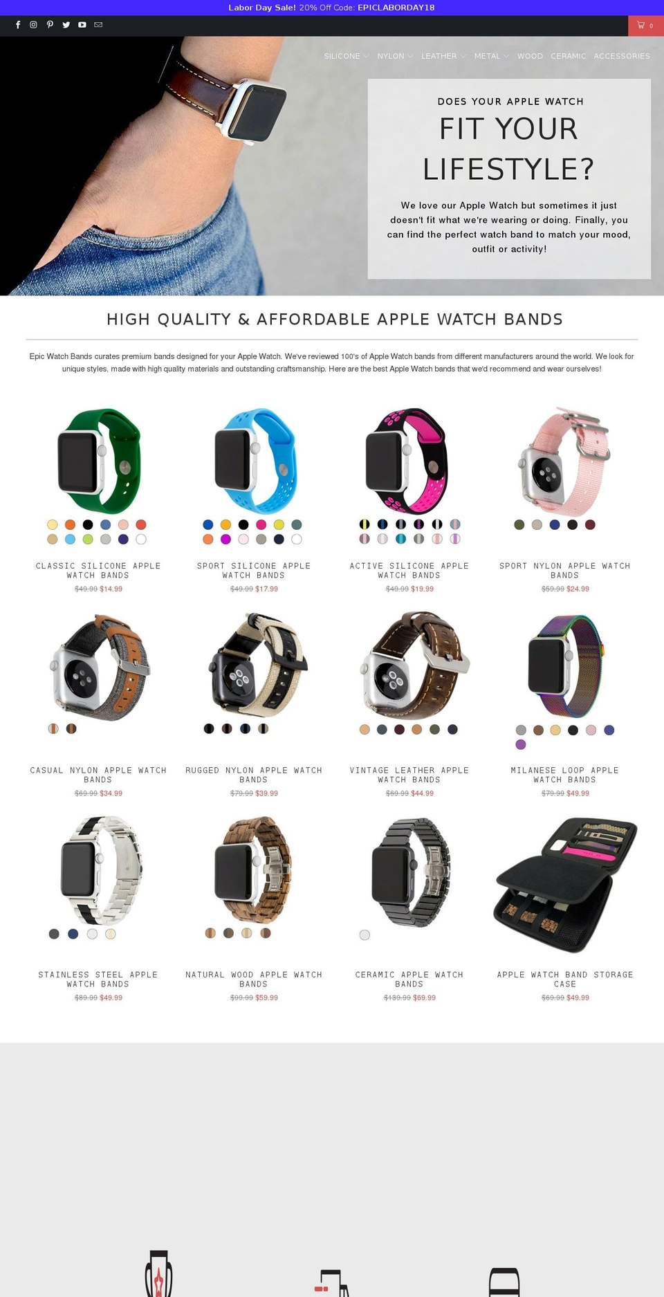 epicwatchbands.com — Shopify storefront screenshot