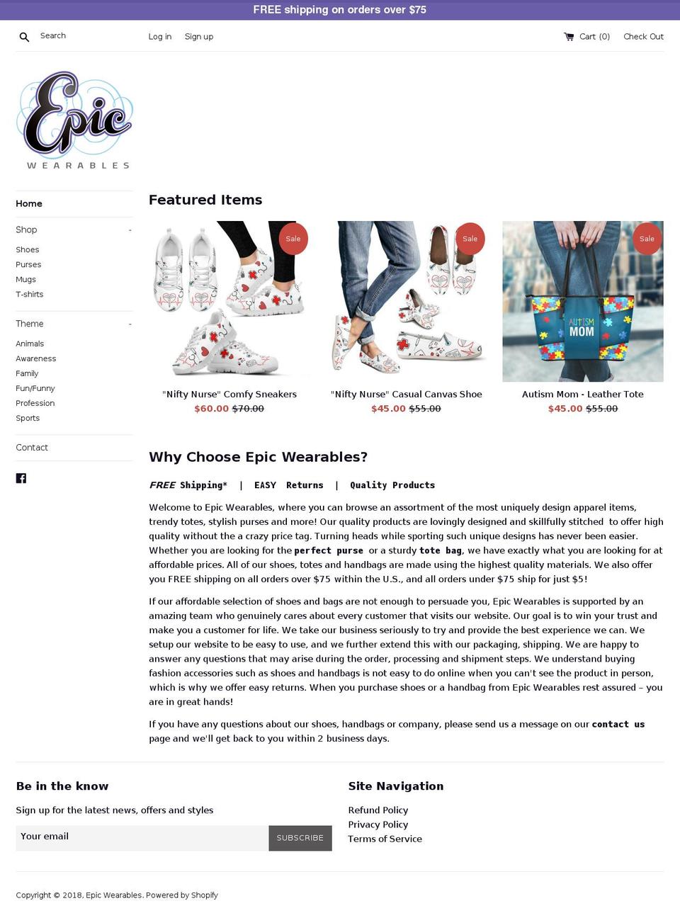 epicwearables.com shopify website screenshot