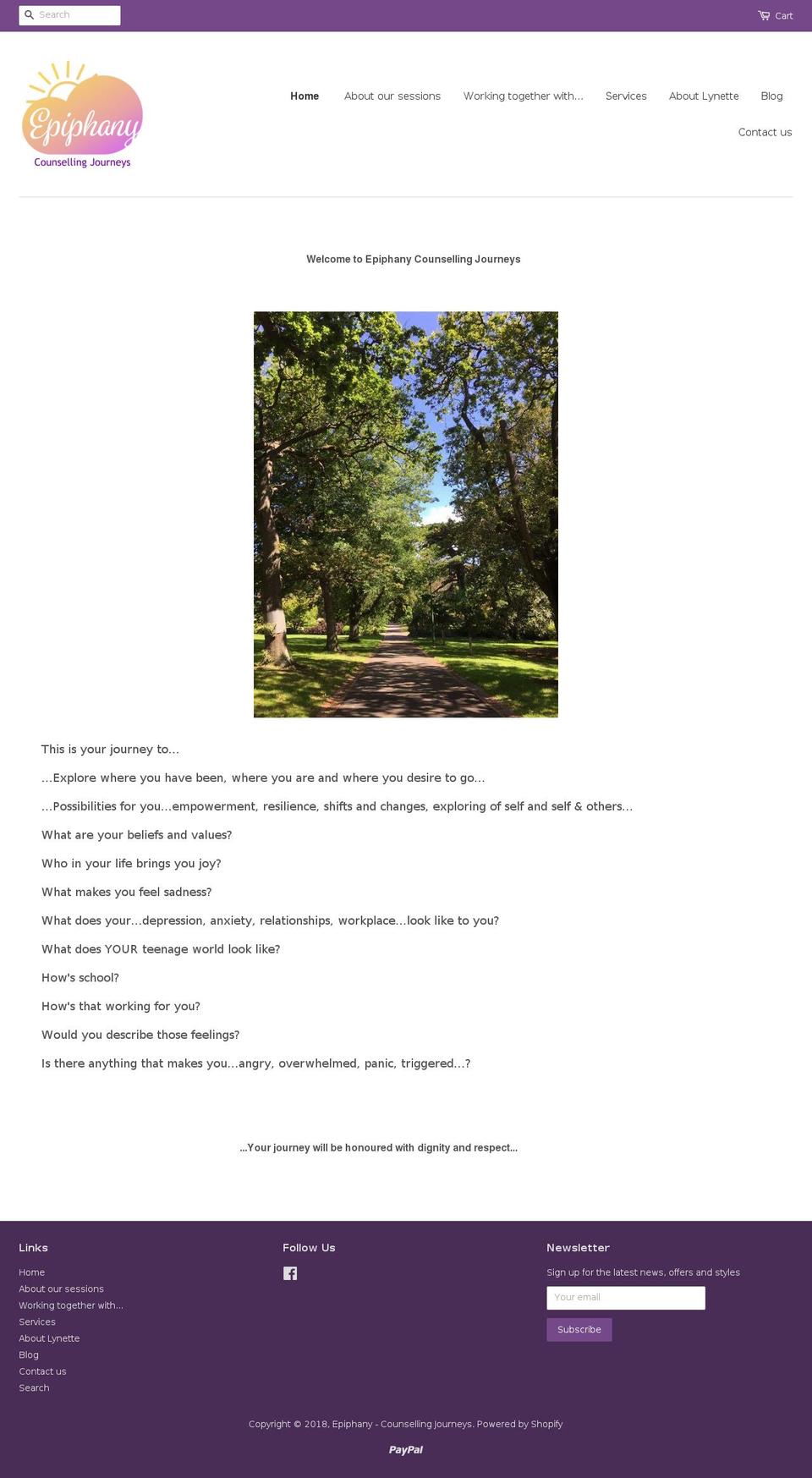epiphany-counselling-journeys.net shopify website screenshot