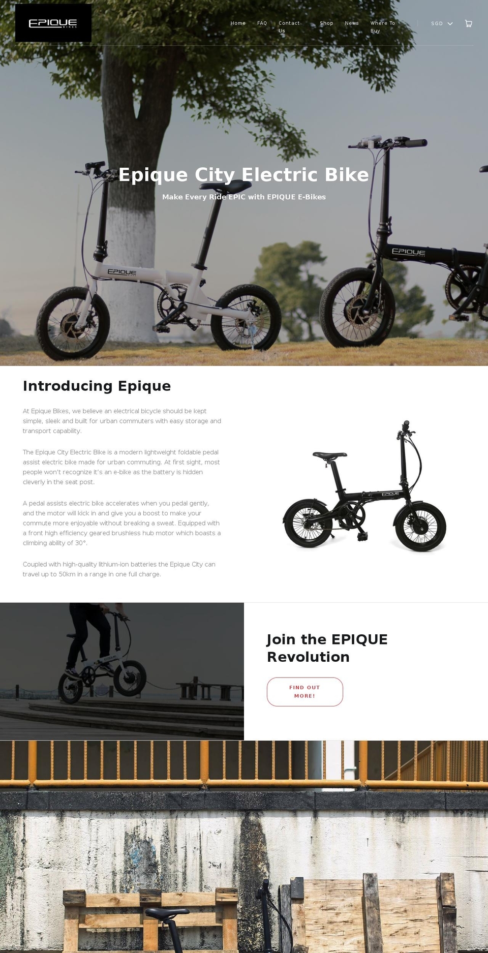 epiquebikes.com — Shopify storefront screenshot