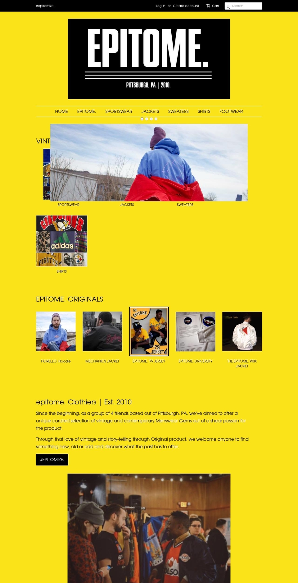 epitomeclothiers.com — Shopify storefront screenshot