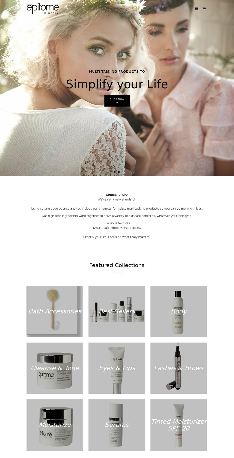 epitomeskincare.com shopify website screenshot