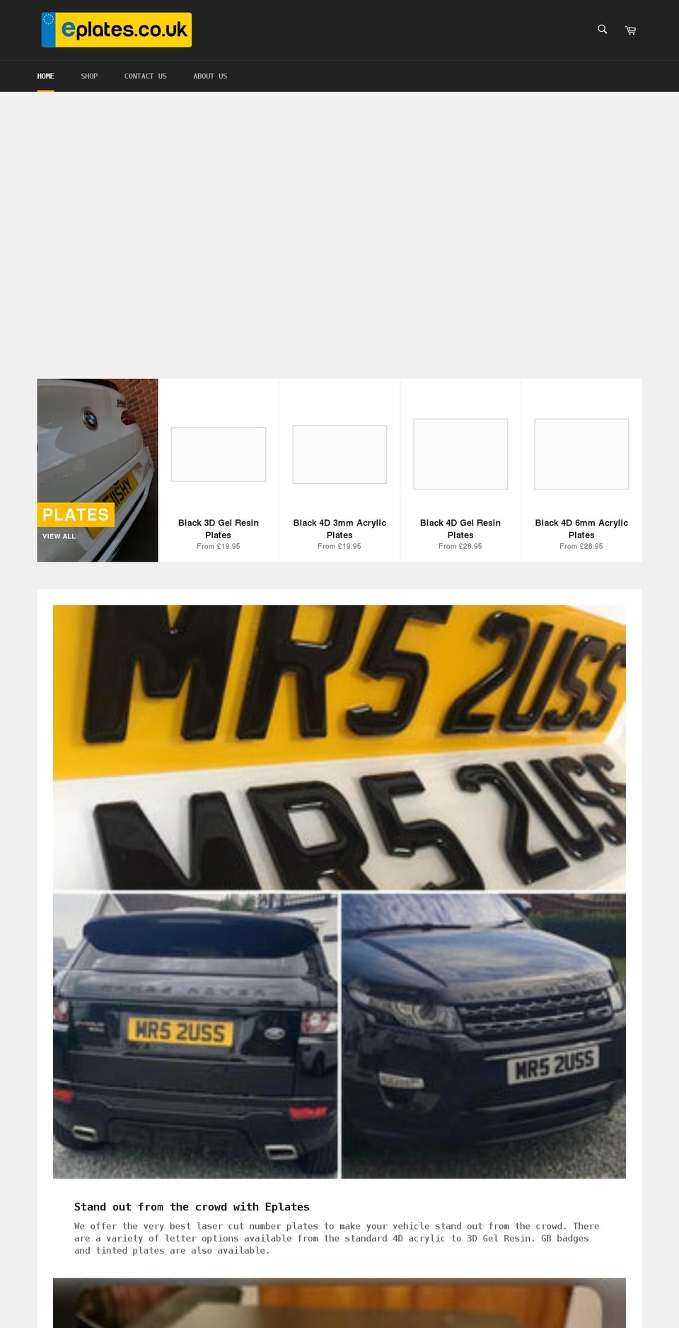 eplates.co.uk shopify website screenshot