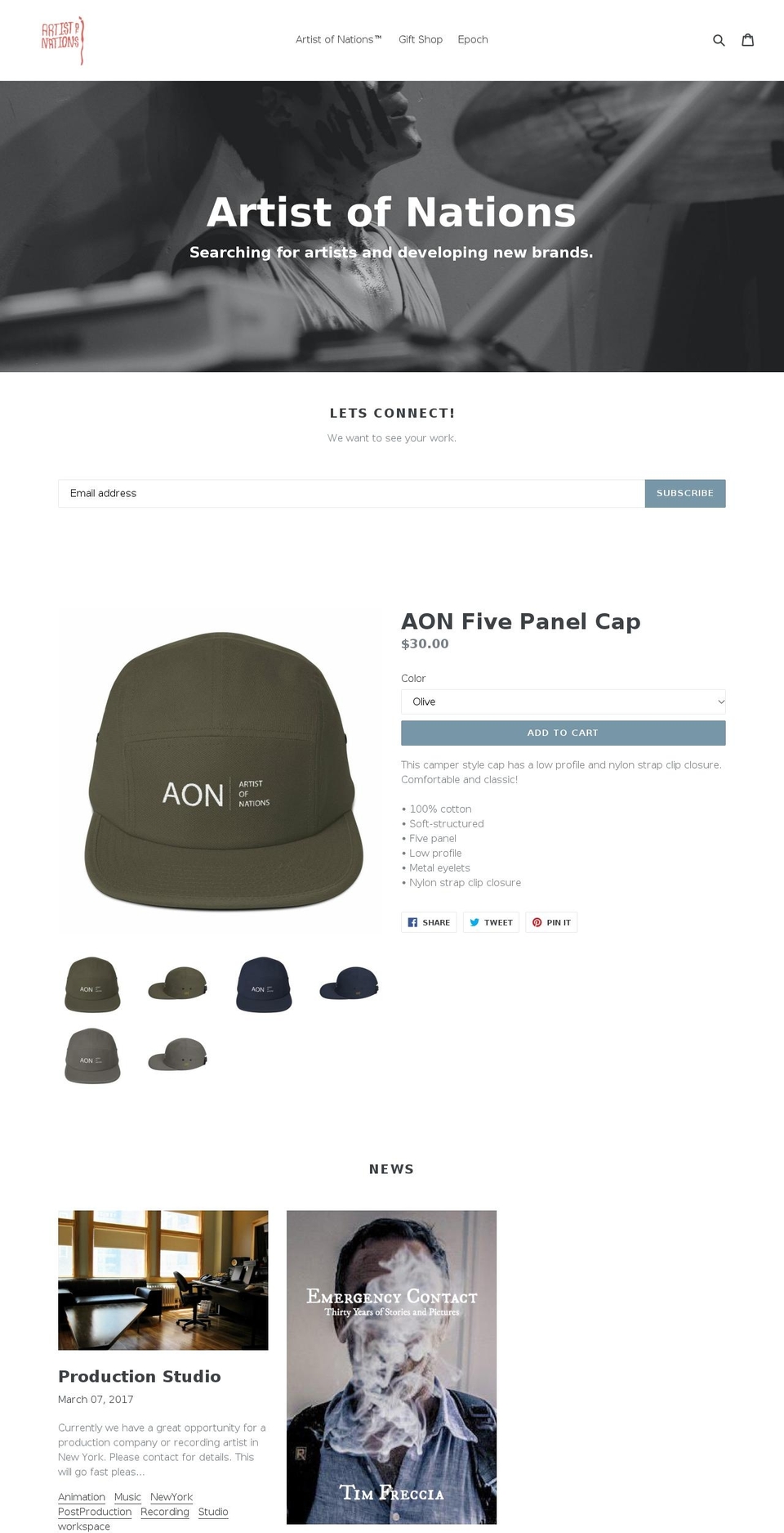 epochartist.com shopify website screenshot