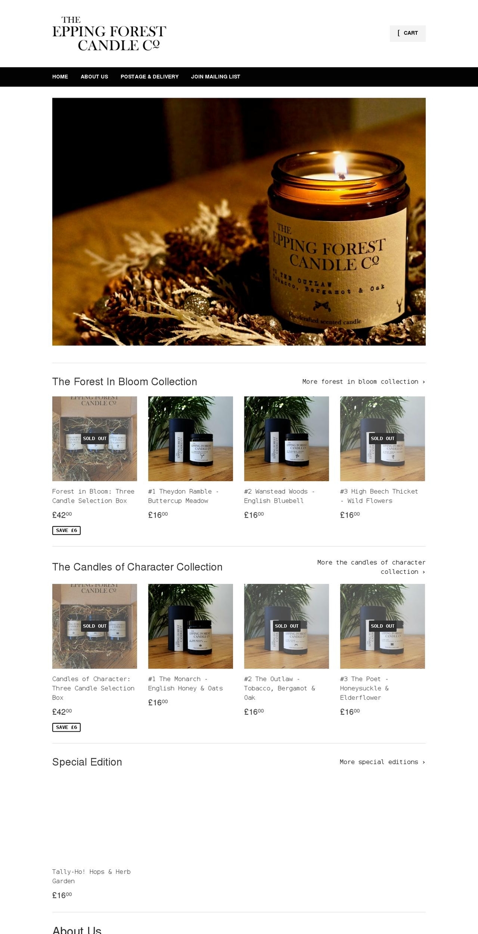 eppingforestcandles.co.uk shopify website screenshot