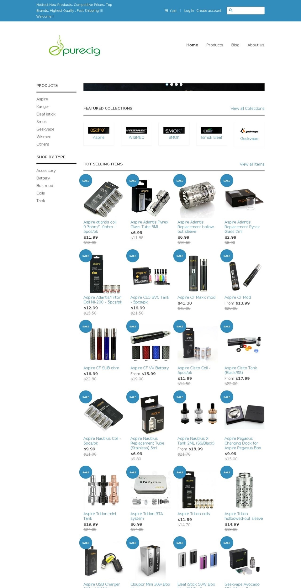 epurecig.com shopify website screenshot