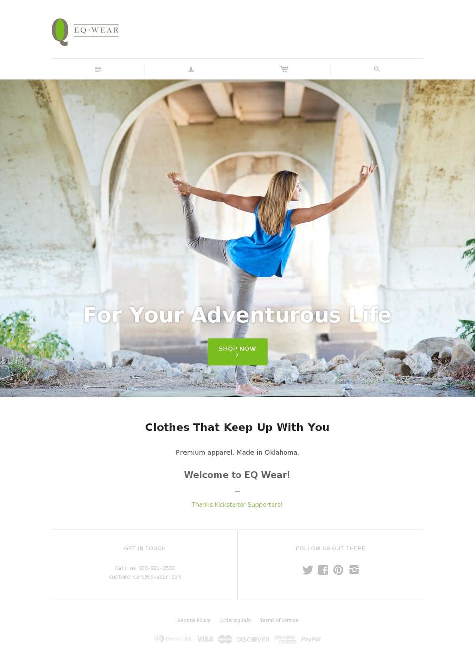 eq-wear.com shopify website screenshot