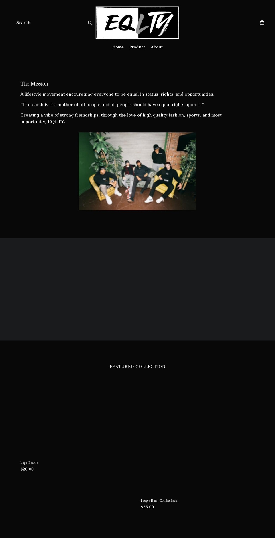 eqltybrand.com shopify website screenshot