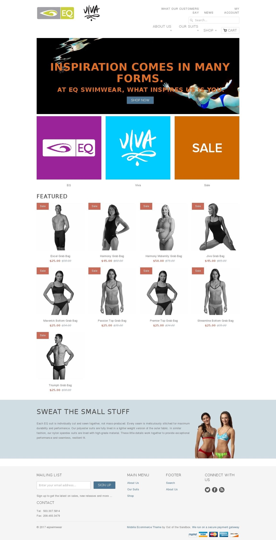 eqswimwear.com shopify website screenshot