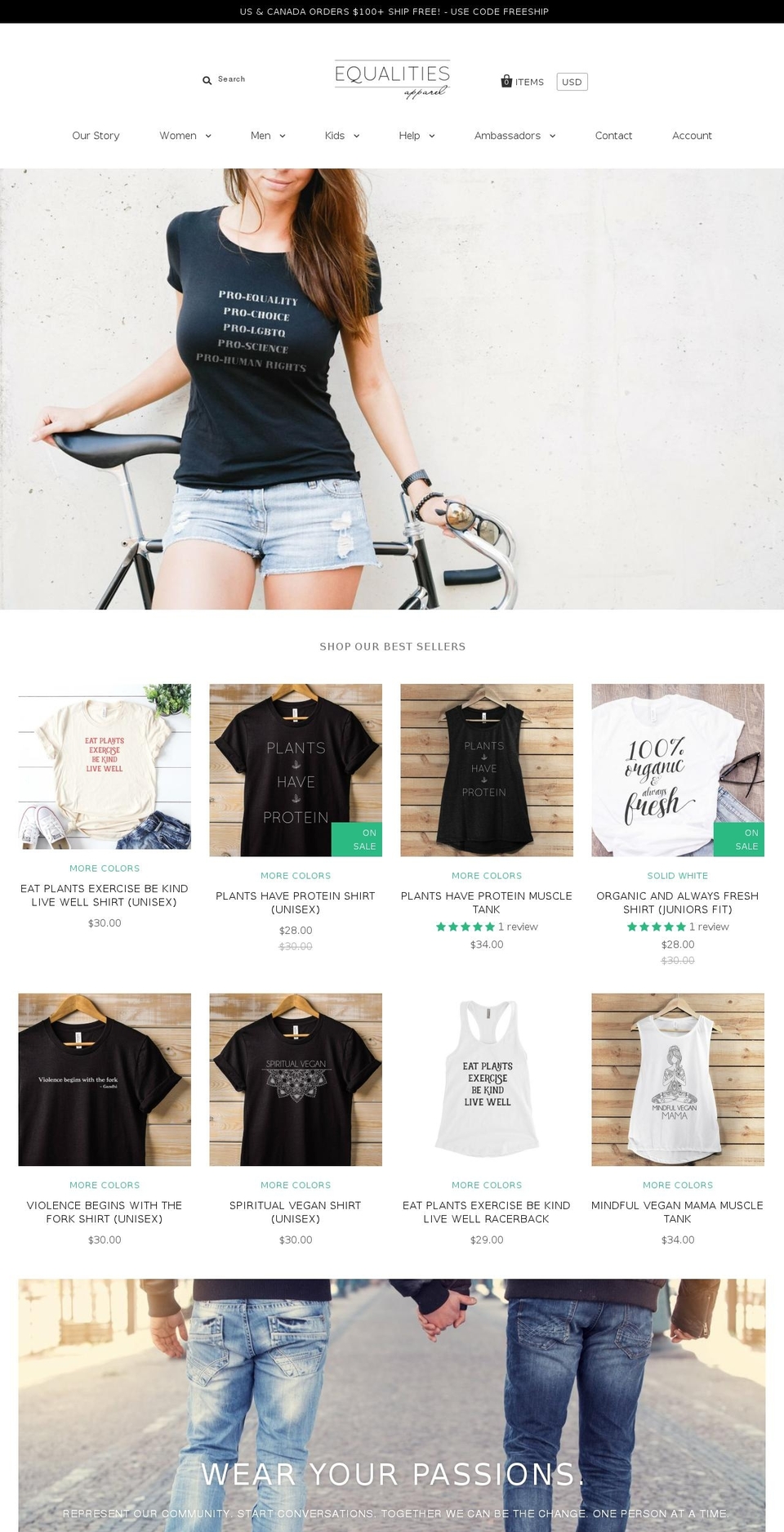 equalitiesapparel.com — Shopify storefront screenshot