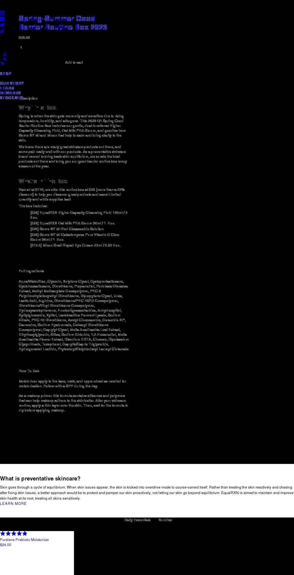 equalrxnskin.com shopify website screenshot