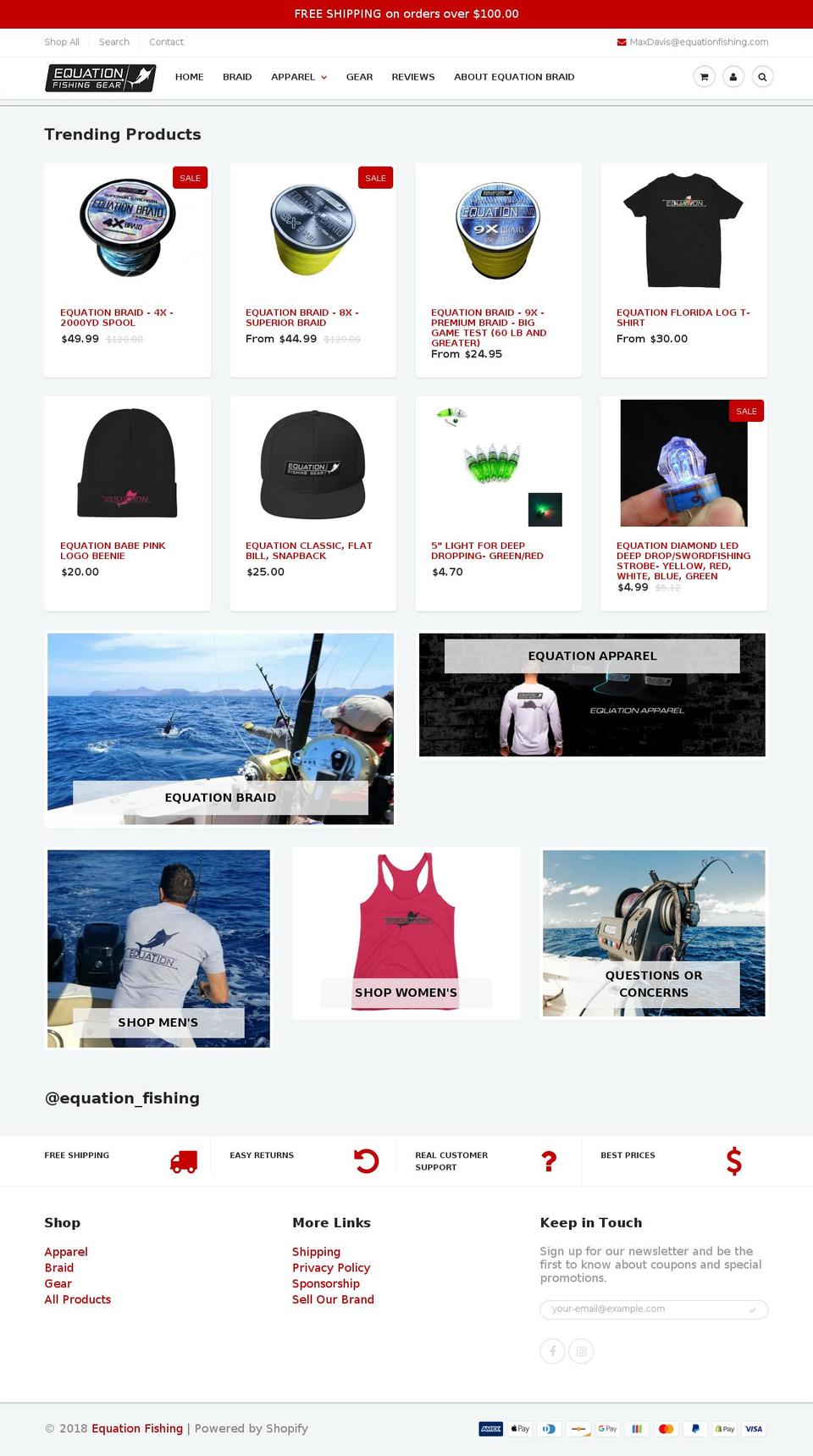 equationfishing.com — Shopify storefront screenshot