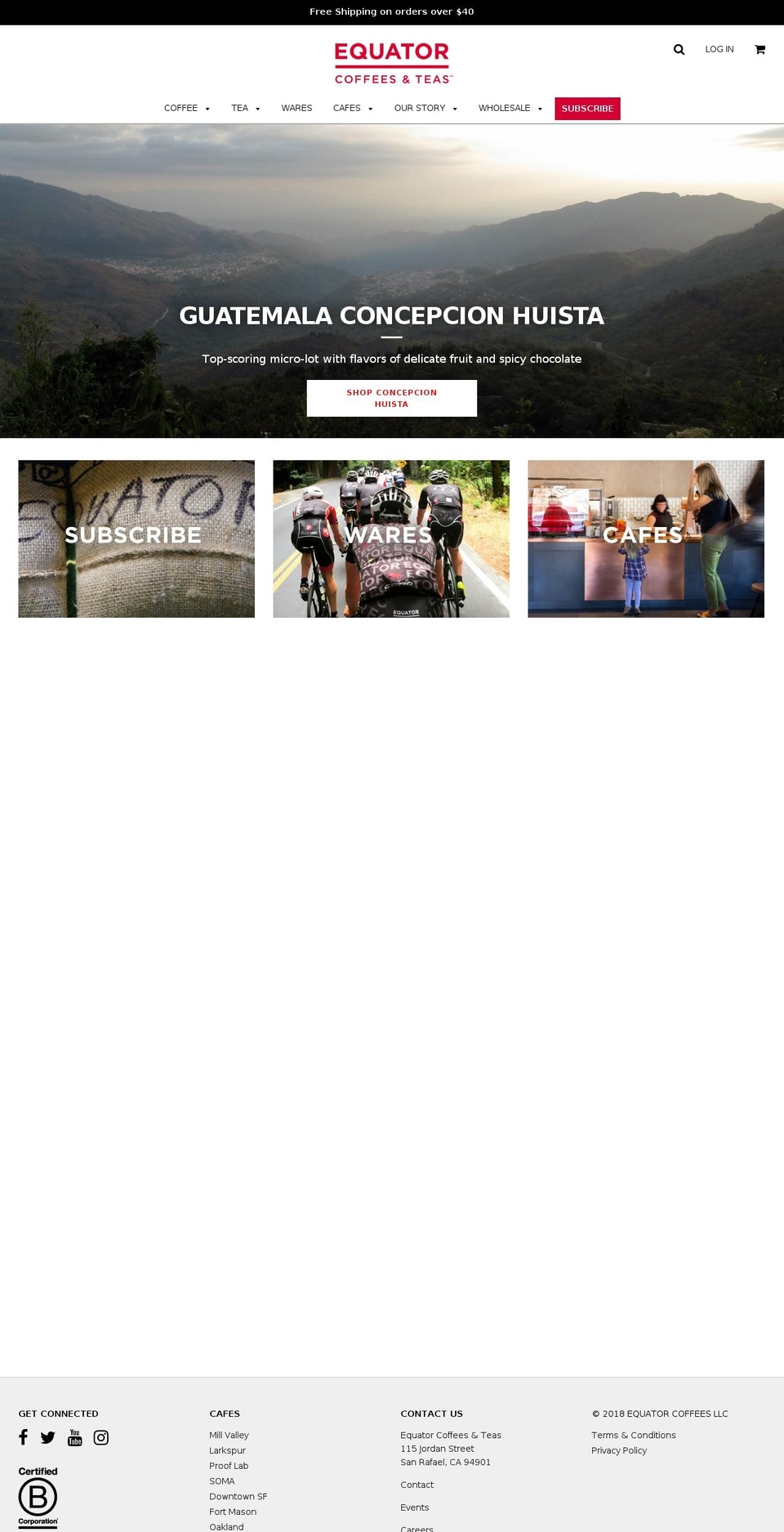 equatorcoffees.com — Shopify storefront screenshot