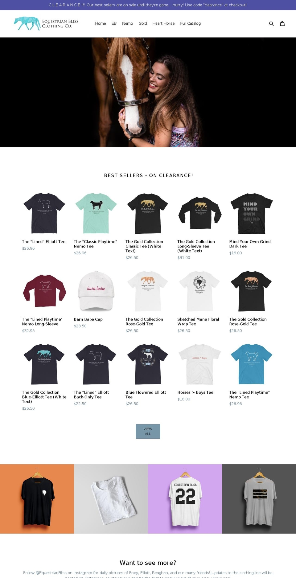 equestrianblissco.com — Shopify storefront screenshot