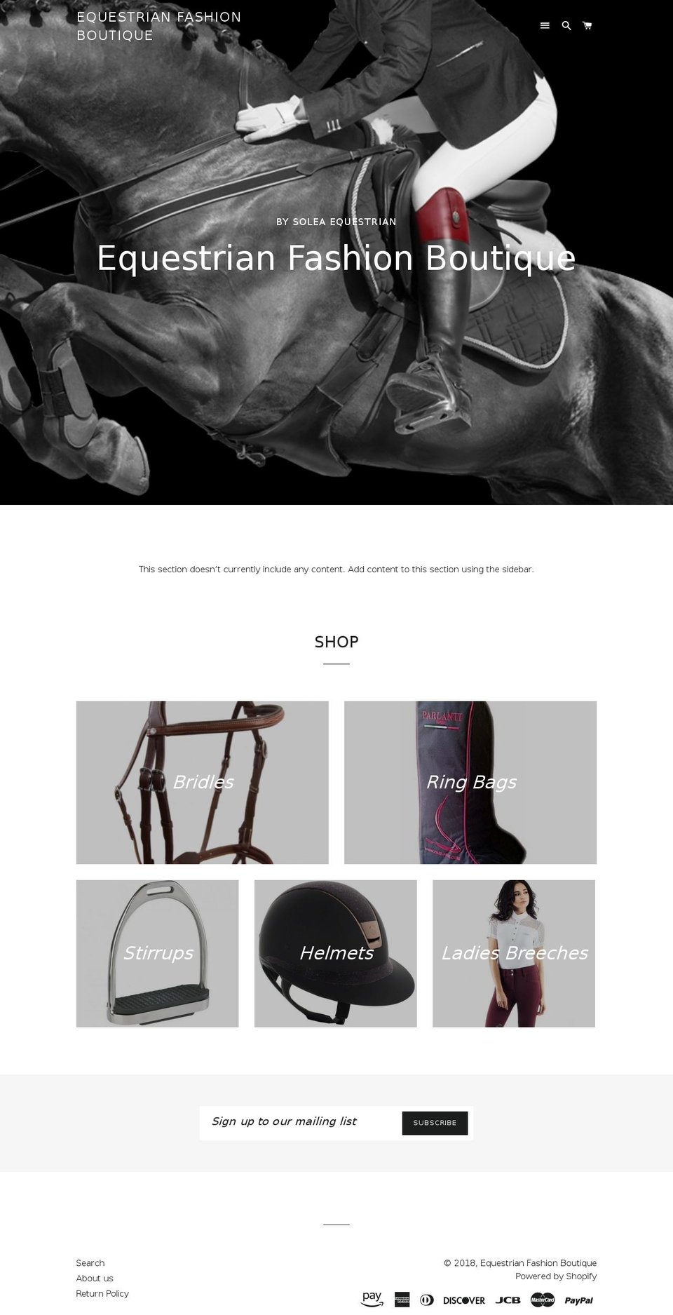 equestrianfashionboutique.com shopify website screenshot