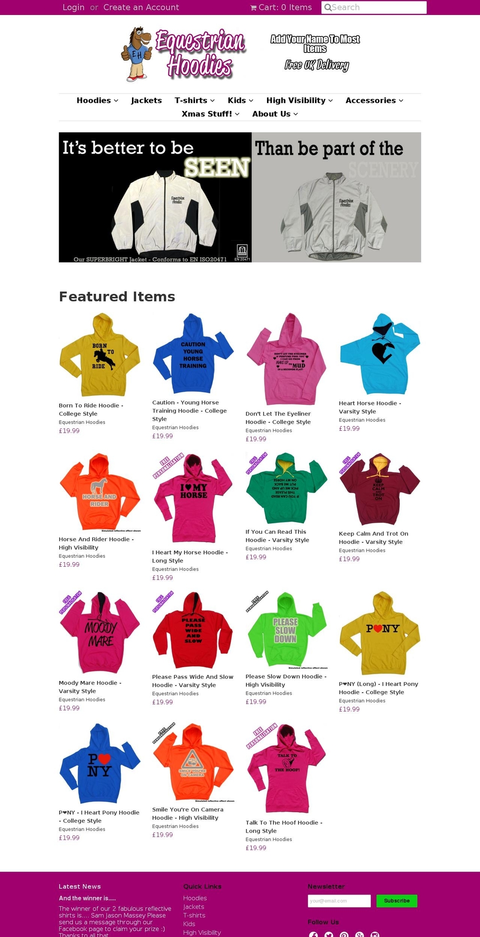equestrianhoodies.com shopify website screenshot
