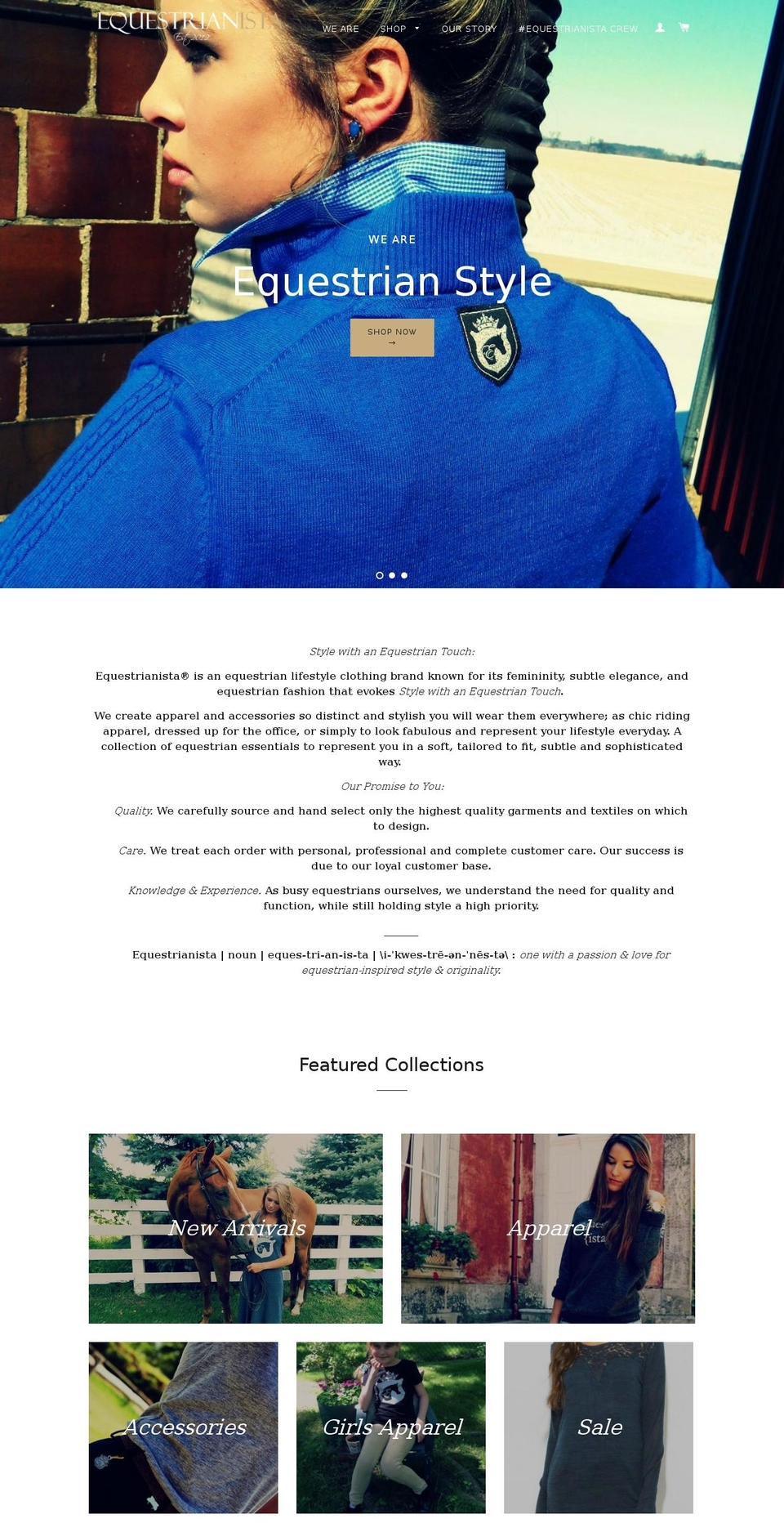 equestrianista.com shopify website screenshot
