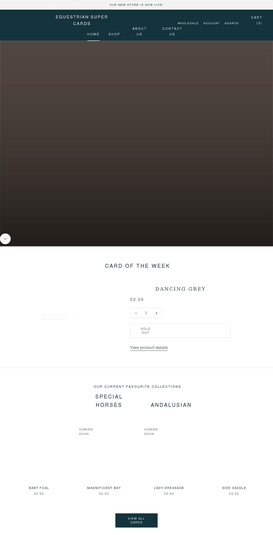 equestriansupercards.co.uk shopify website screenshot