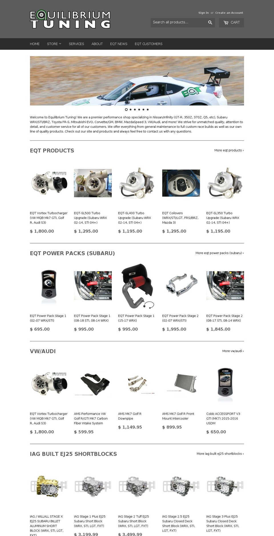 equilibriumtuning.com shopify website screenshot