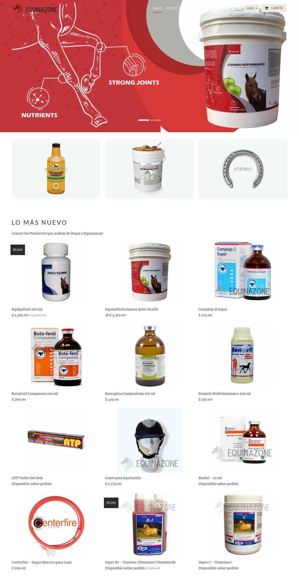 equinazone.com shopify website screenshot