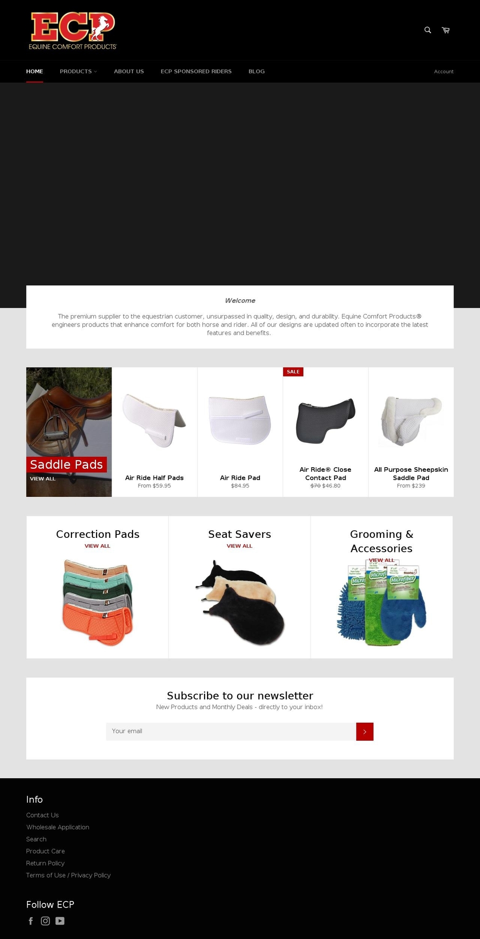 equinecomfortproducts.com shopify website screenshot