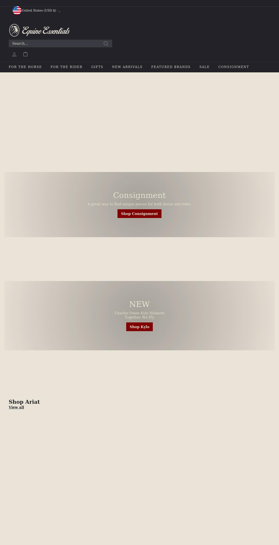 equineessentialsohio.com shopify website screenshot