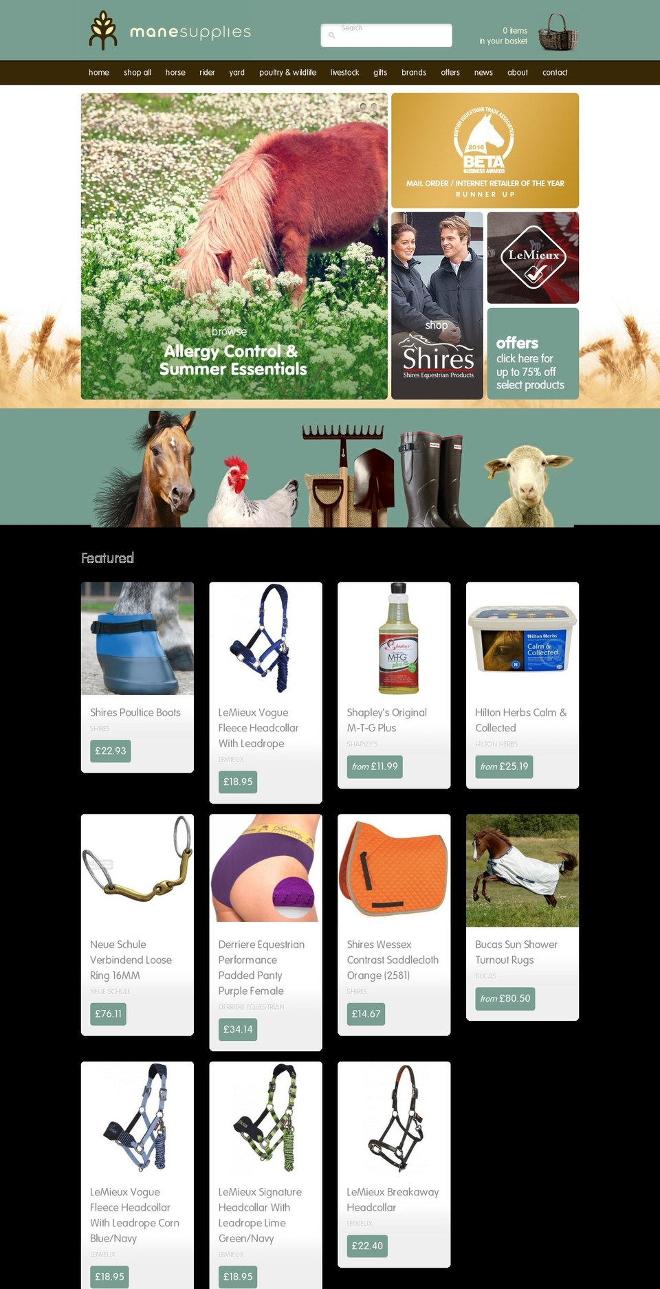 equinehorsesupplements.com shopify website screenshot