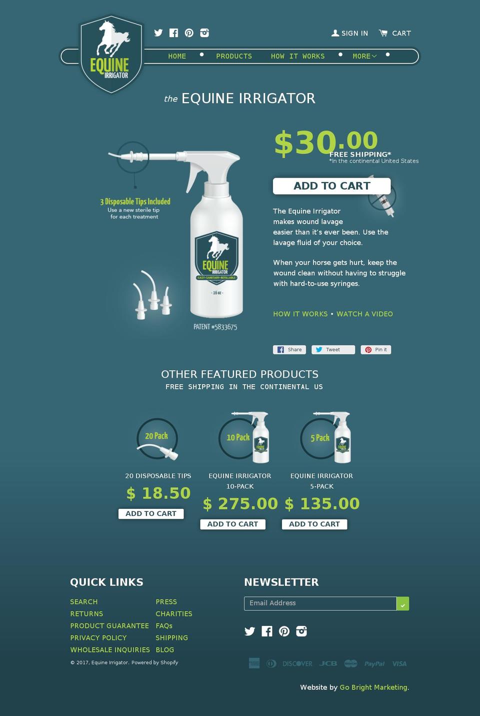 equineirrigator.com shopify website screenshot