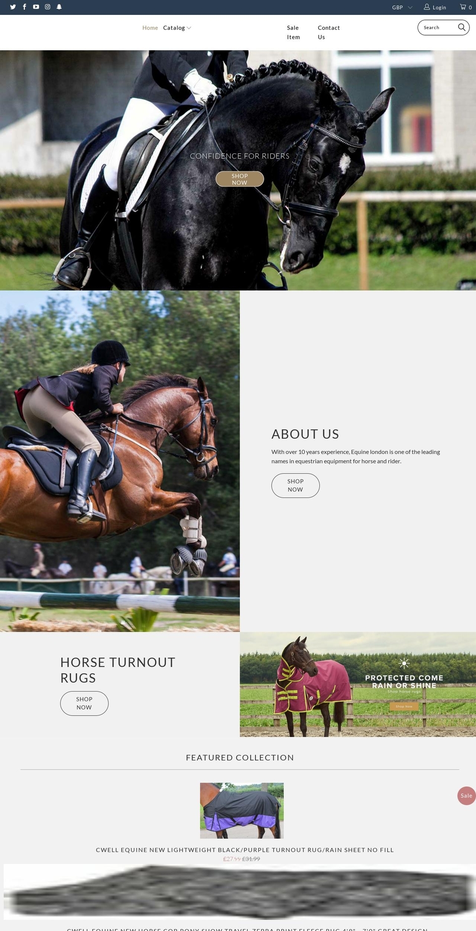 equinelondon.com shopify website screenshot