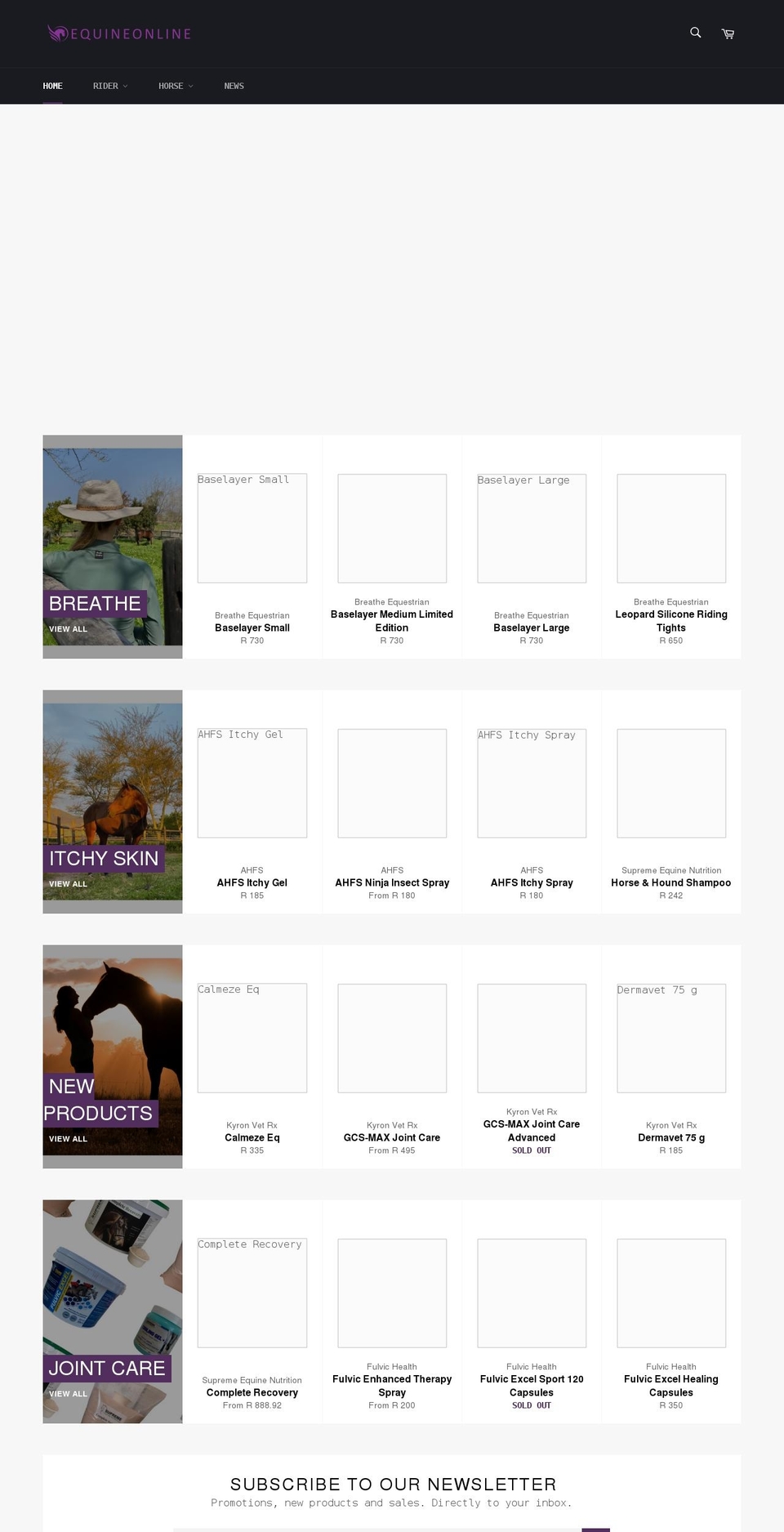 equineonline.co.za shopify website screenshot