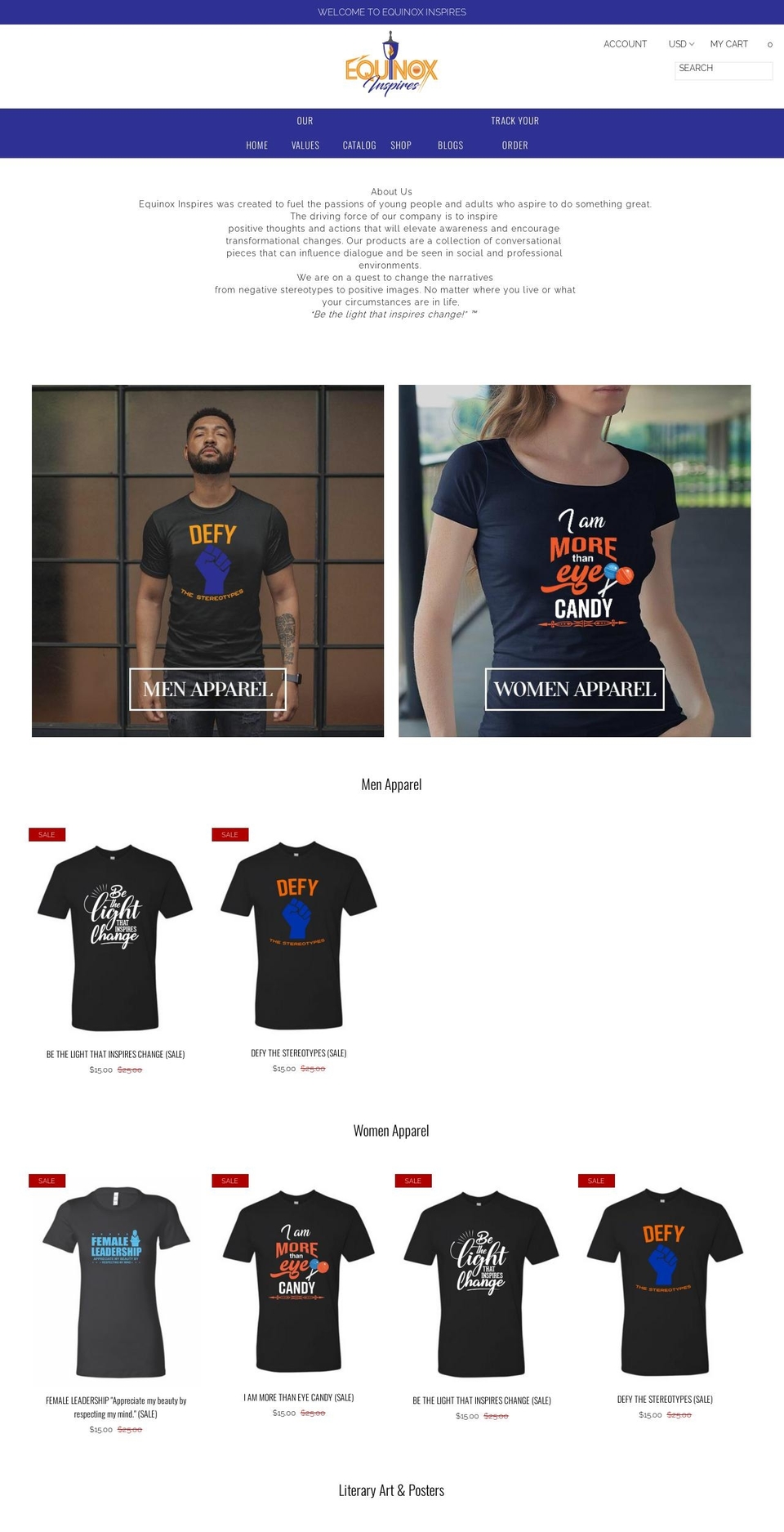 equinoxinspires.com shopify website screenshot
