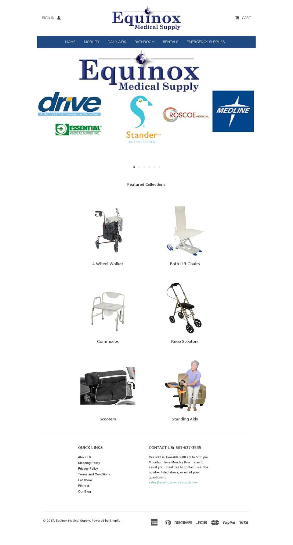 equinoxmedicalsupply.com shopify website screenshot