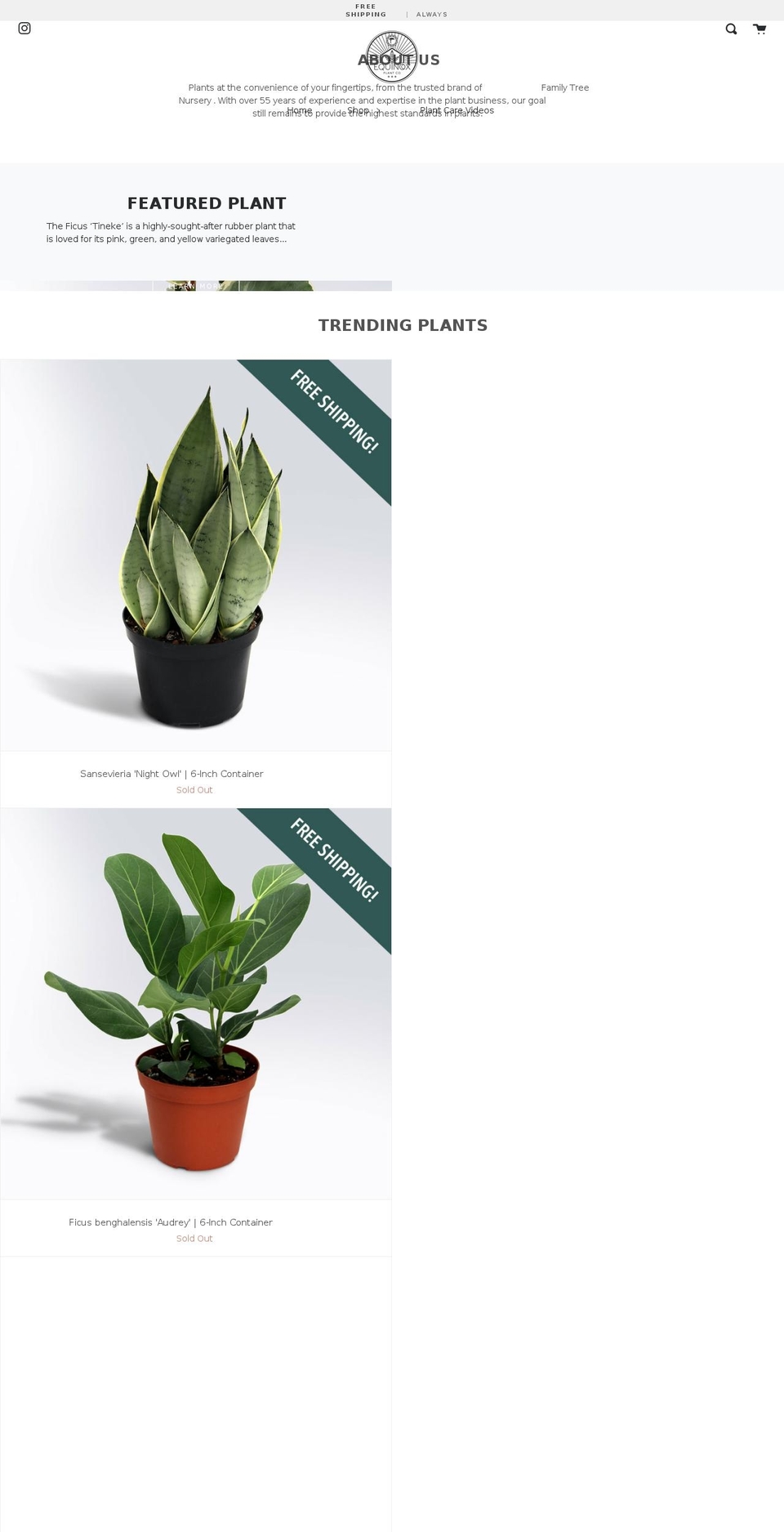 equinoxplantco.com shopify website screenshot