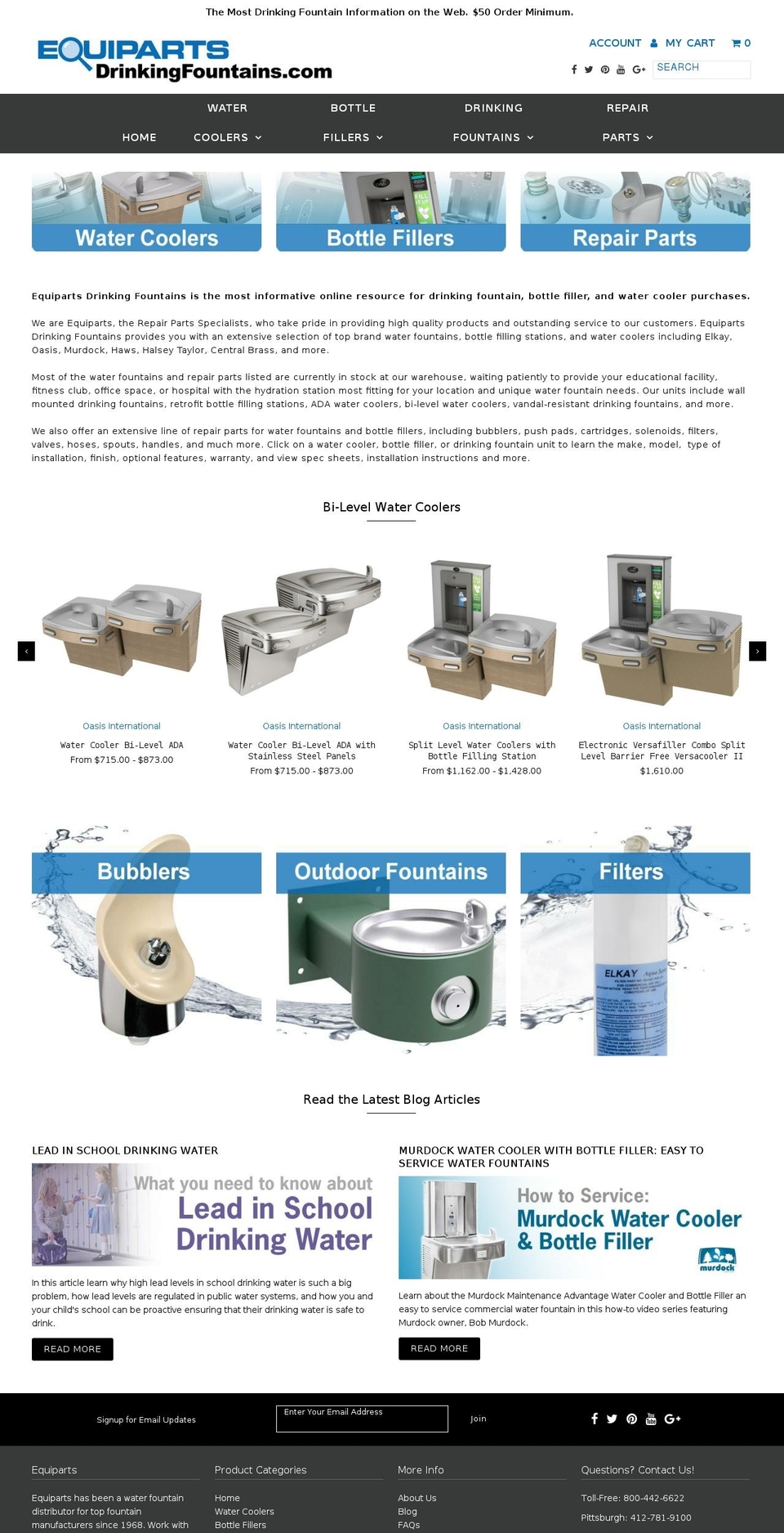 equipartsdrinkingfountains.com shopify website screenshot