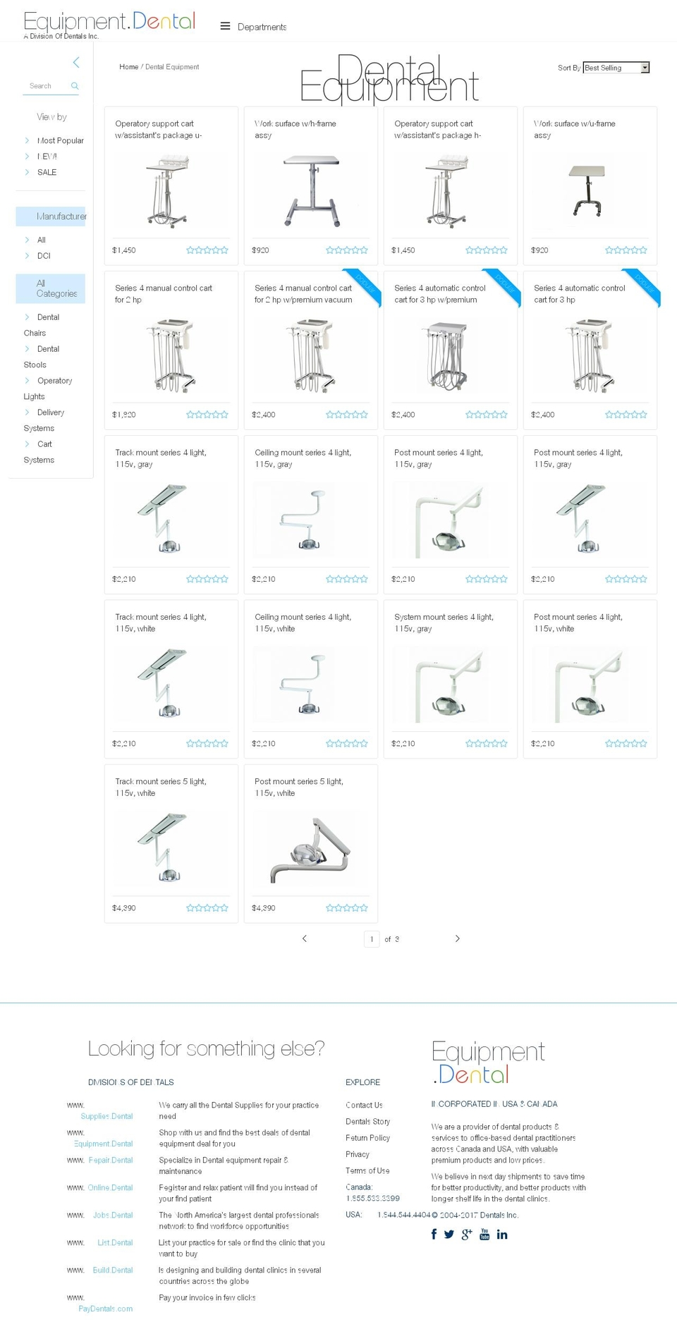 equipment.dental shopify website screenshot