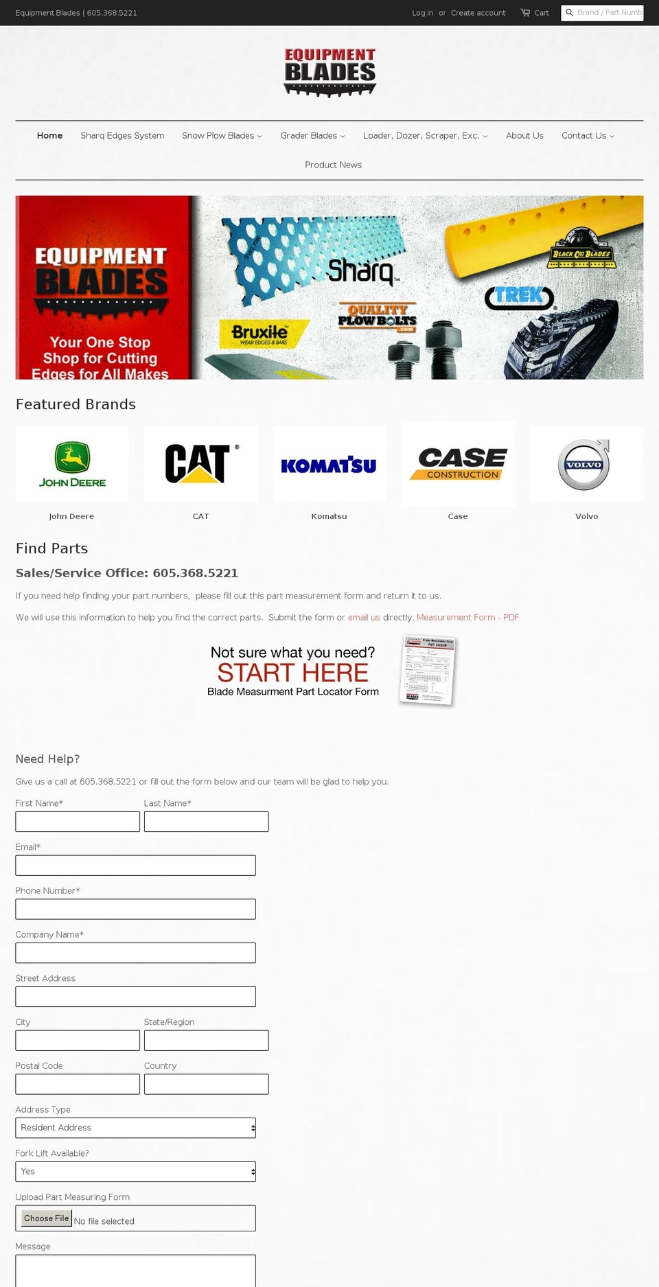 equipmentblades.com shopify website screenshot