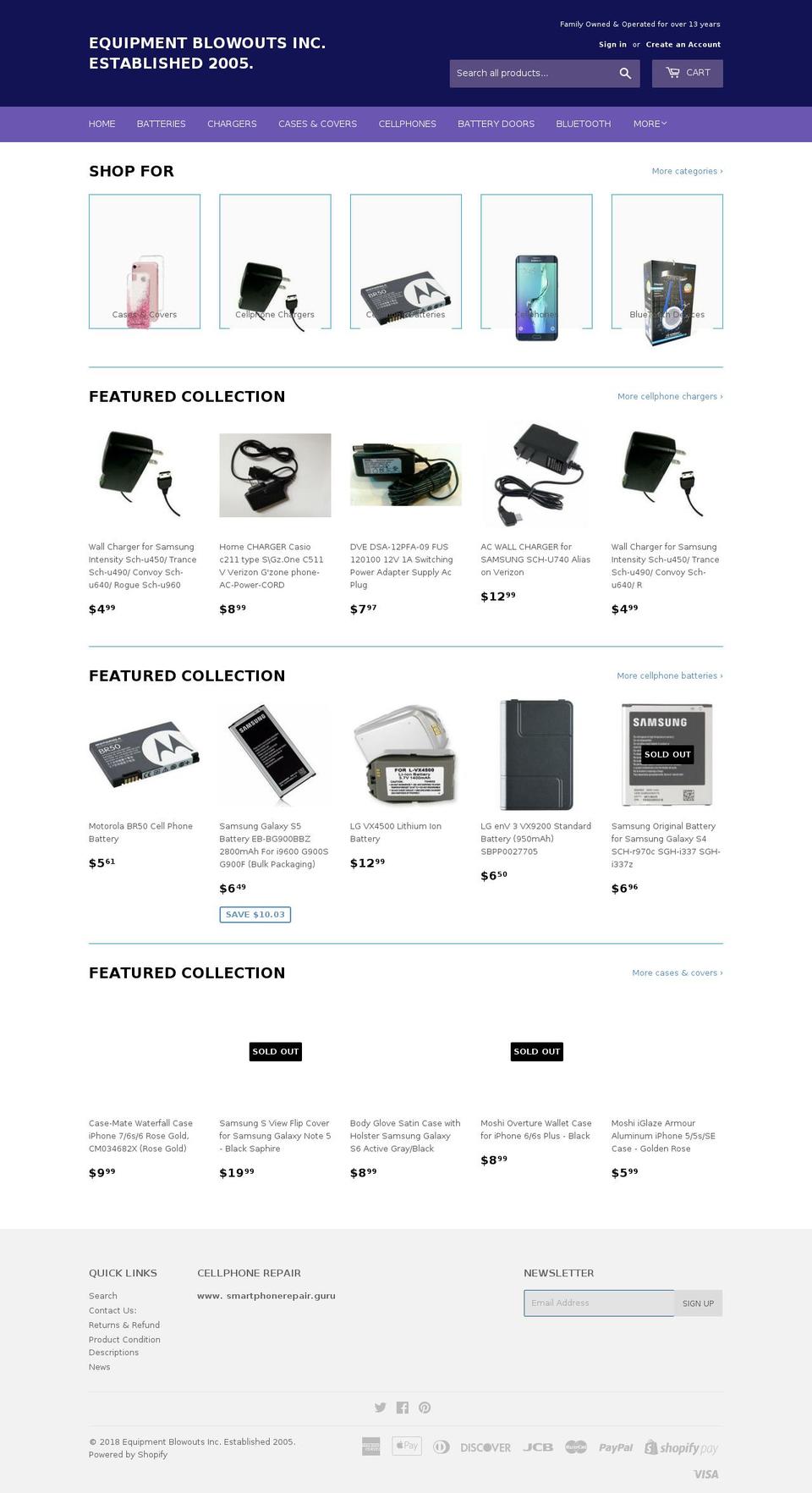 equipmentblowoutsinc.com — Shopify store on .com