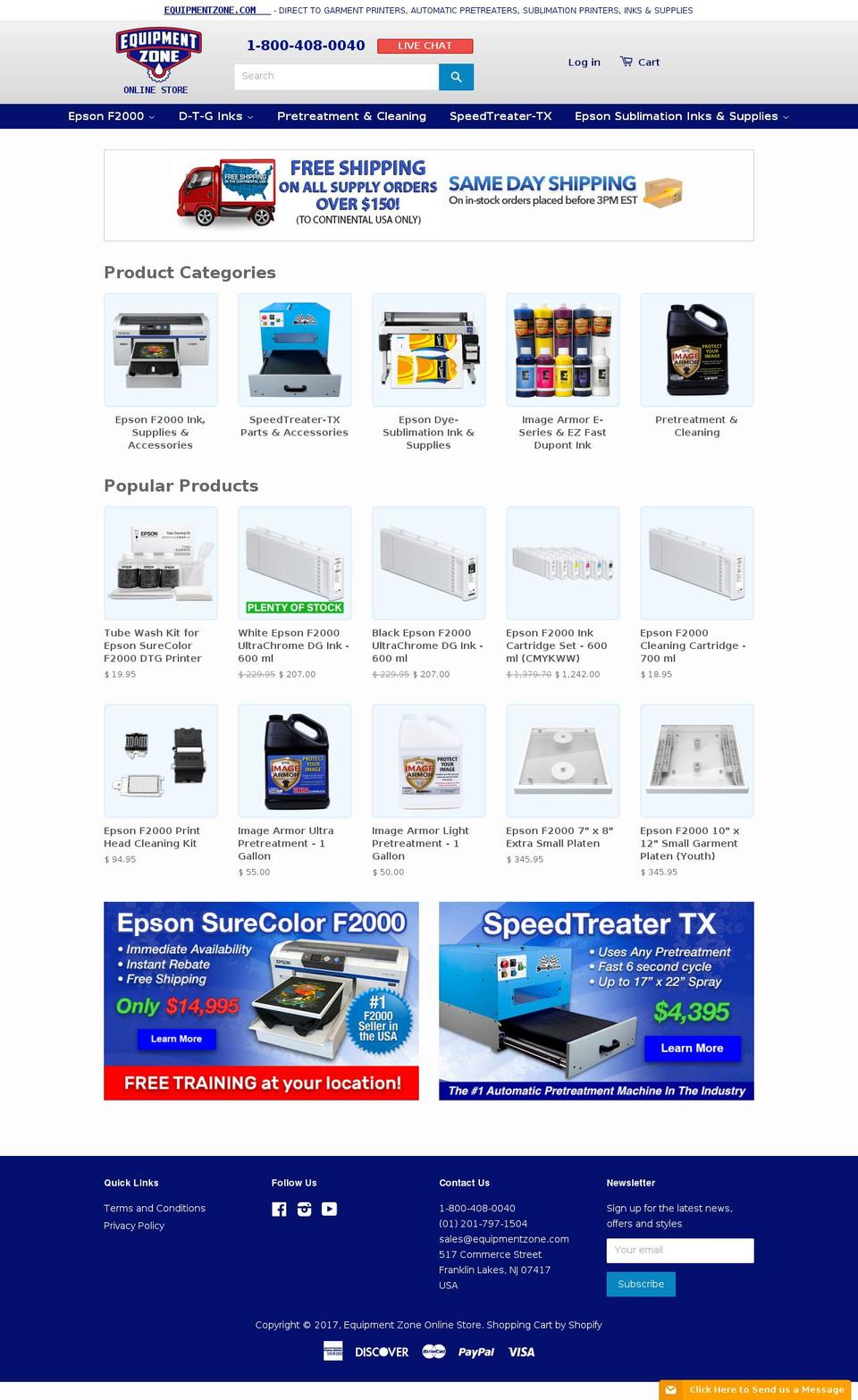 equipmentzonestore.com shopify website screenshot