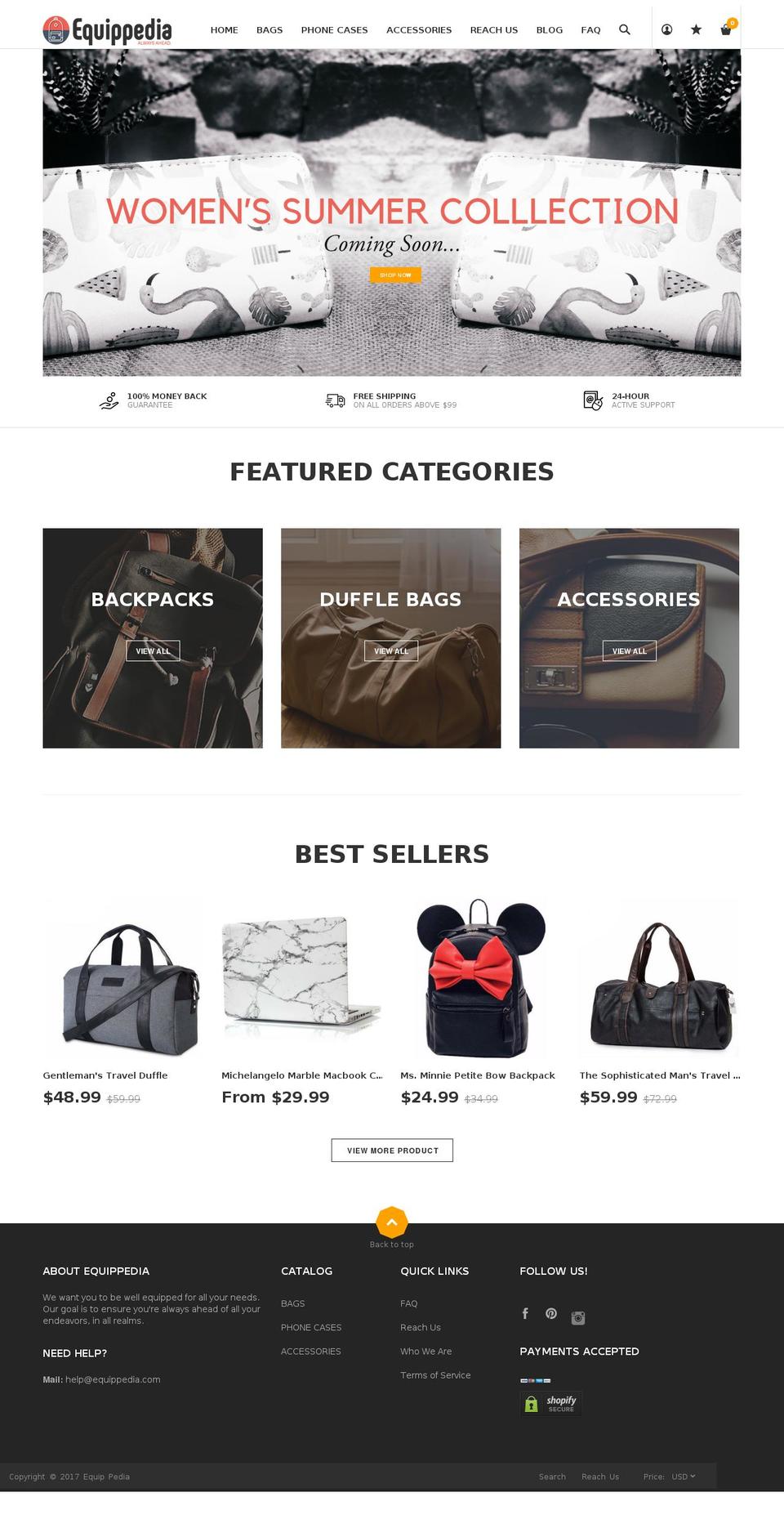 equippedia.com shopify website screenshot