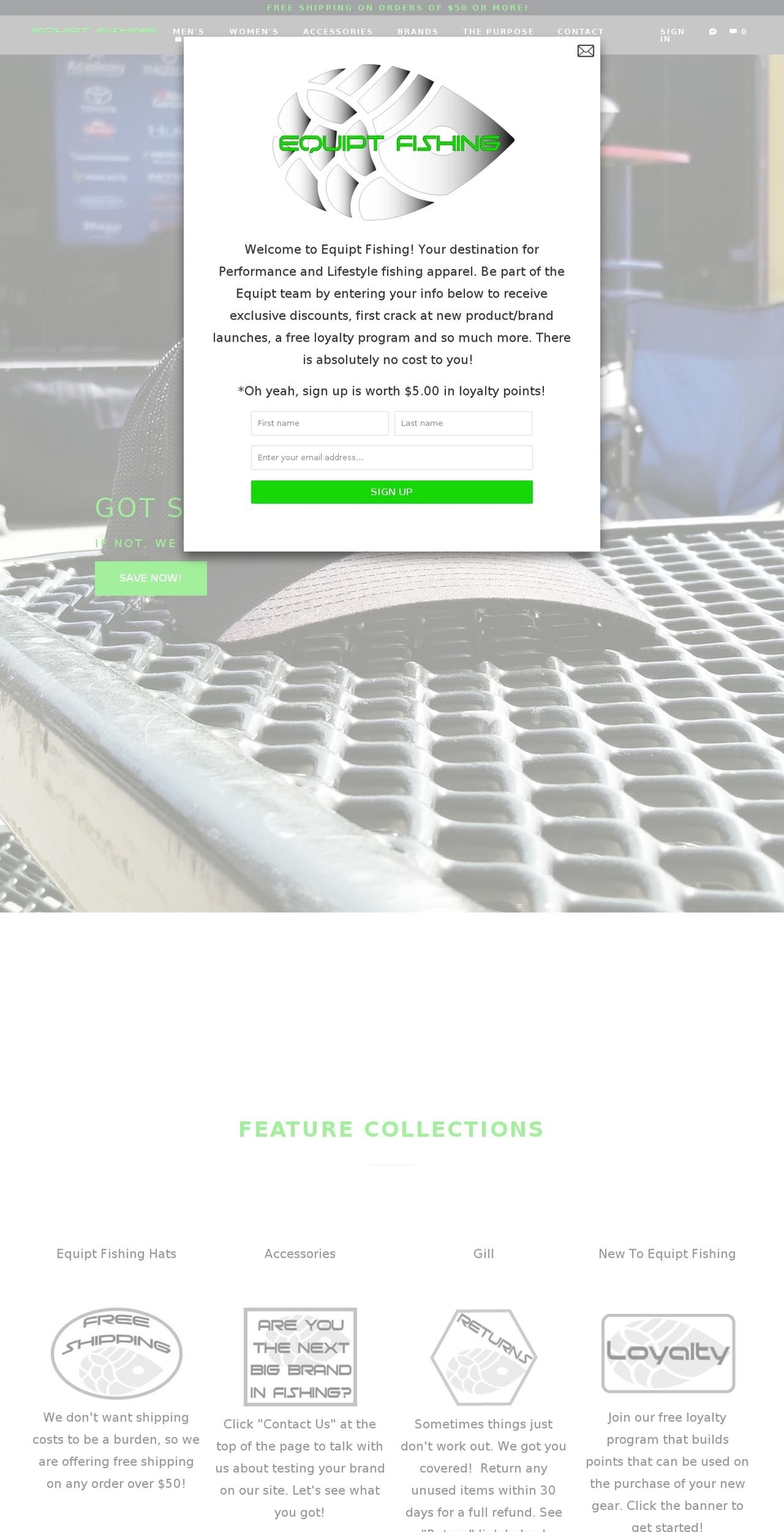 equiptfishing.com — Shopify storefront screenshot
