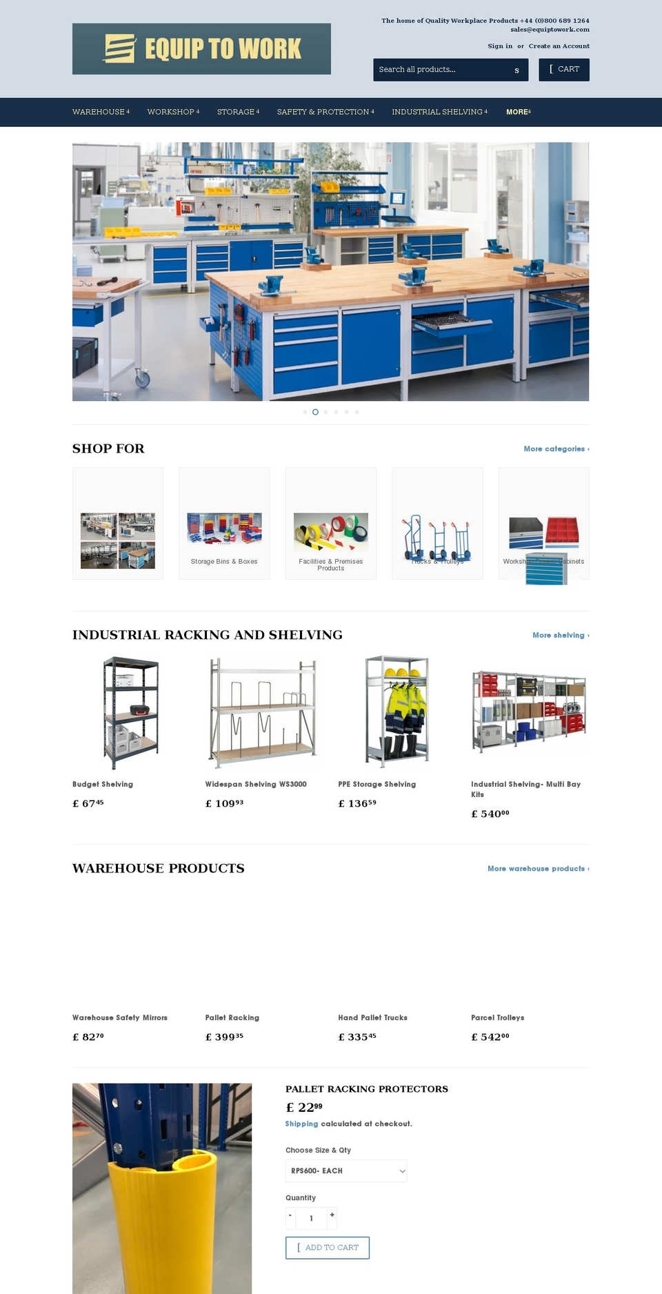equiptowork.com — Shopify storefront screenshot