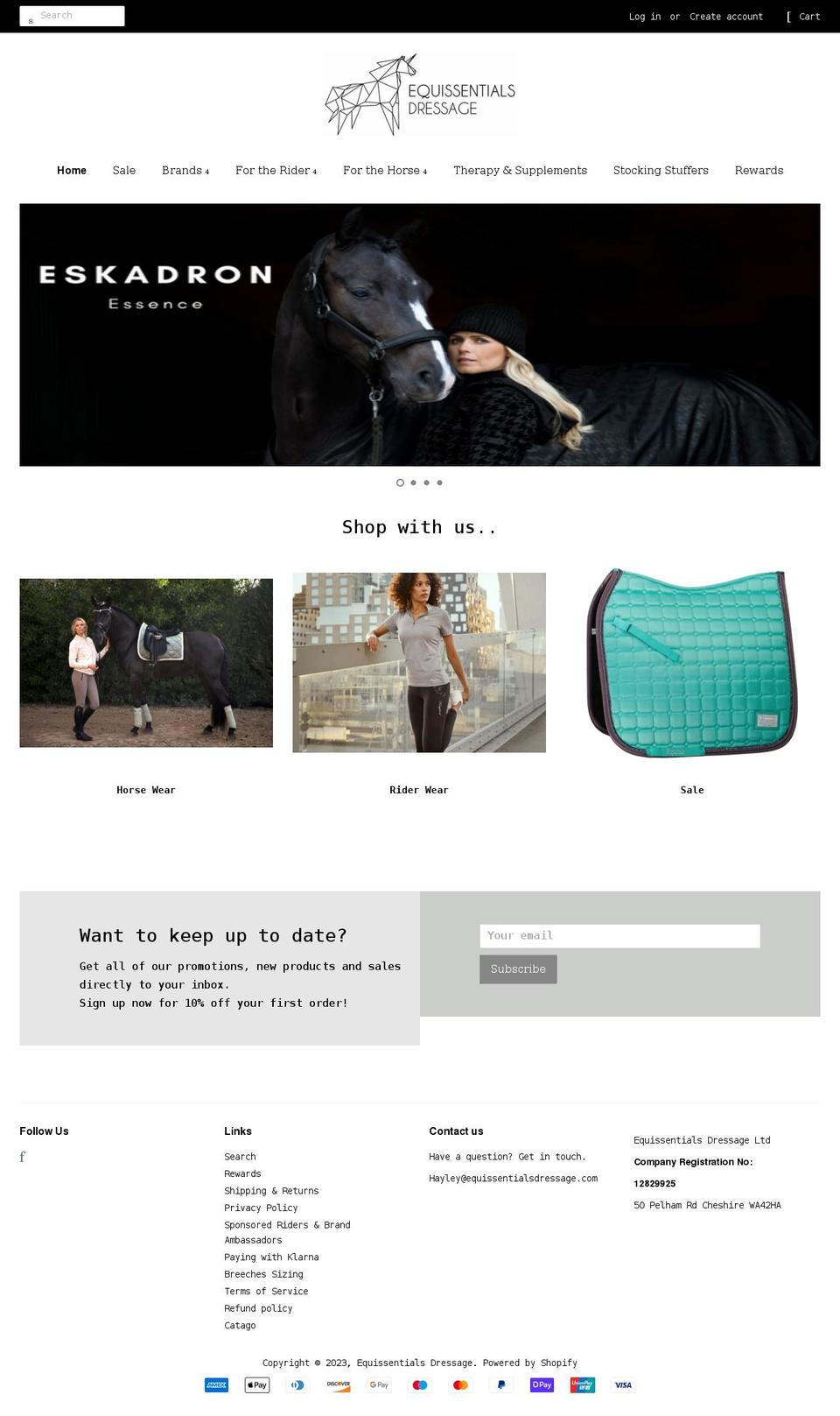 equissentialsdressage.com shopify website screenshot