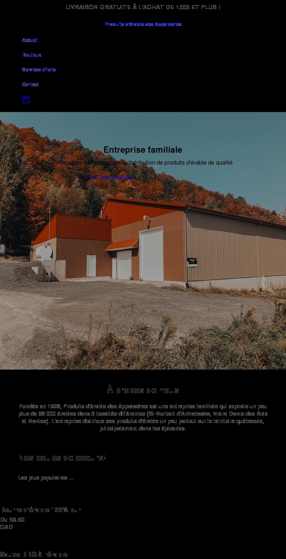 erableappalaches.ca shopify website screenshot